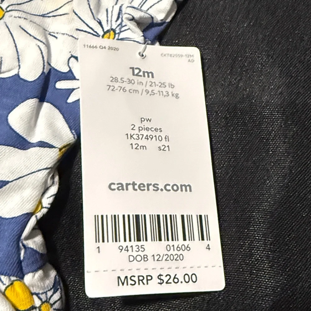 Carter's Blue and White Floral Diaper Cover Set